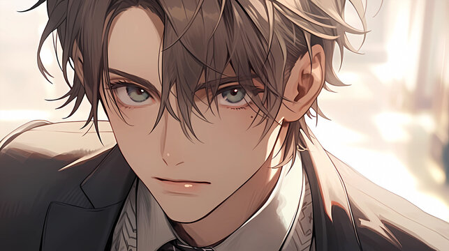 Image of a hot anime guy with grey and brown hair on Craiyon-hangkhonggiare.com.vn