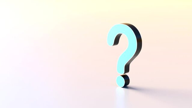 Blue question mark on white background with empty copy space on left side, FAQ Concept. Seamless looping animation	
