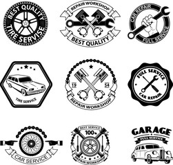 car service labels.Set of design elements in vector