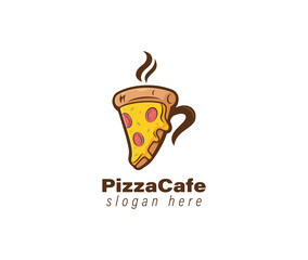 Pizza Cafe logo design illustration