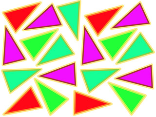 Abstract shapes, background of triangles of various colors in vertical format.