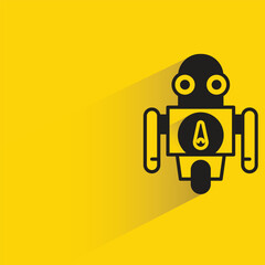 cute robot with shadow on yellow background