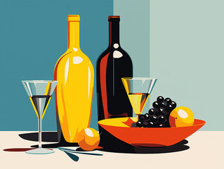 A 3D Vector Art Illustration of a Bold Minimalist Still Life with Strong Contrasting Colors | Generative AI