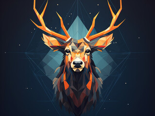A Vector Art Illustration of a Geometric Elk with Bold Sharp Angles | Generative AI