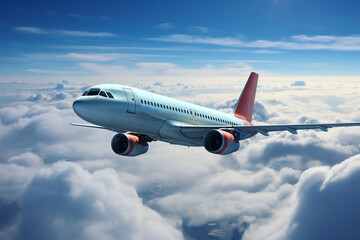 Obraz premium Airliner flies above the clouds