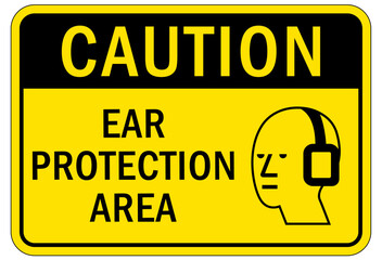 Obraz premium Ear protection area sign and labels