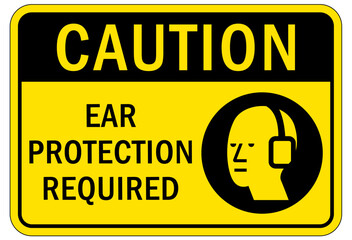 Ear protection area sign and labels