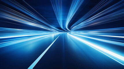Speeding motion blurred in tunnel. powerful of abtract light trails. 3D rendering © Image Craft