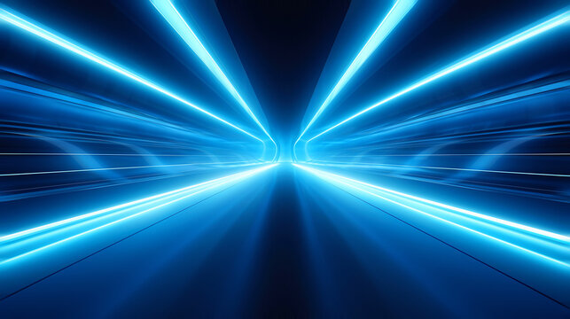 Speeding motion blurred in tunnel. powerful of abtract light trails. 3d render.