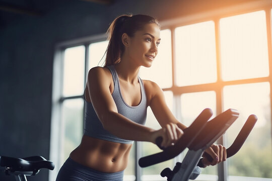 Photo of Woman on stationary exercise bike