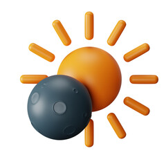 3d icon eclipse isolated on transparent background