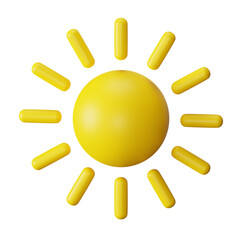 3d icon sun isolated on transparent background