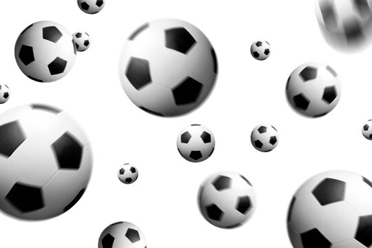 Soccer balls or football ball in the air camera depth of field effect, Blur effect, png isolated background