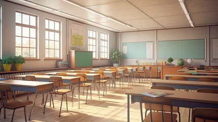interior of classroom, school 
