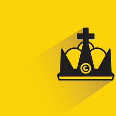 crown with shadow on yellow background