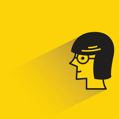 girl with shadow on yellow background