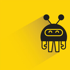 cute robot with shadow on yellow background