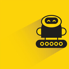 cute robot with shadow on yellow background