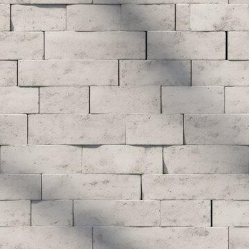 Seamless Tileable Concrete White wall texture. White Bricks  Background