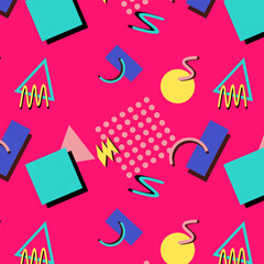 geometry pattern memphis on a pink background