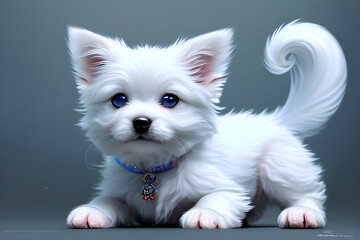 white pomeranian puppy,Generative AI