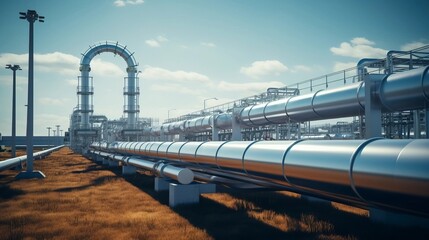 A hydrogen pipeline with wind turbines