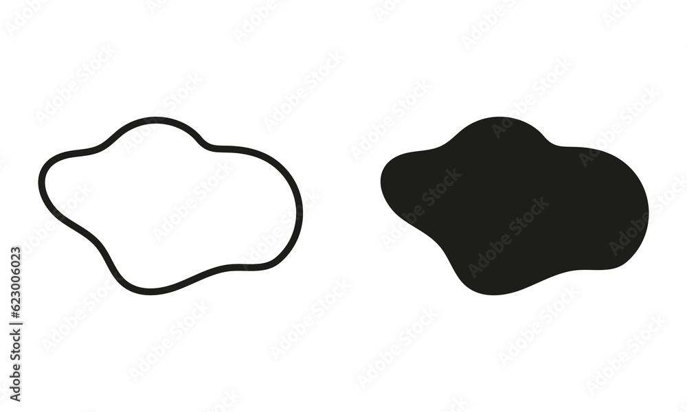Poster random shape. organic blob line and silhouette black set. irregular abstract splodge. stone, pebble 