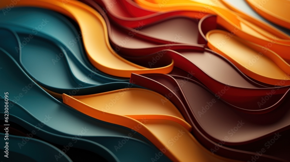 Poster red and green wave. abstract colorful background with waves, wallpaper generated ai