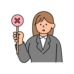 Office Employee Holding the Wrong Sign.