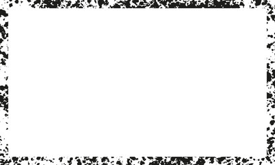 Black Frame with Spray Paint Edge. Aged Grungy Frame with Dirty Rough Texture. Retro Border with White Background for Text. Grunge Rectangle. Abstract Design Element. Isolated Vector Illustration