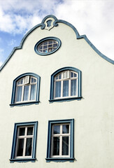 Fototapeta na wymiar gambrel shape roof, detail of residential building, downtown Reykjavik, Iceland, Arctic regions, Europe