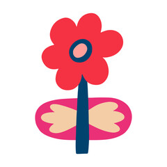 Abstract bright flower in scandinavian style, flat illustration.