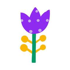 Abstract bright flower in scandinavian style, flat illustration.