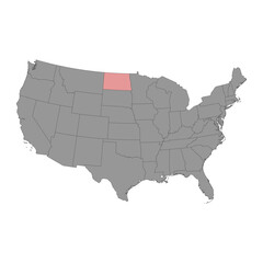 North Dakota state map. Vector illustration.