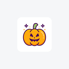 Scary Hallow Pumpkin Lineal Color Outline Icon