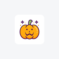 Fototapeta premium Scary Hallow Pumpkin Lineal Color Outline Icon