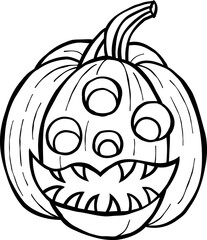 pumpkin head18 black outline clipart for halloween party celebration and decoration