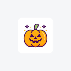 Fototapeta premium Scary Hallow Pumpkin Lineal Color Outline Icon
