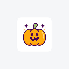 Scary Hallow Pumpkin Lineal Color Outline Icon