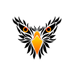 illustration vector graphic of tribal art sketch of eagle face with feathers