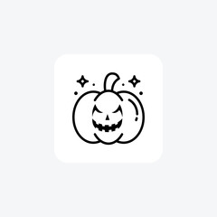 Scary Hallow Pumpkin Black Outline Icon