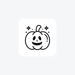 Fototapeta premium Scary Hallow Pumpkin Black Outline Icon