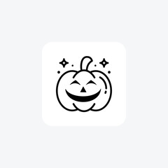 Scary Hallow Pumpkin Black Outline Icon