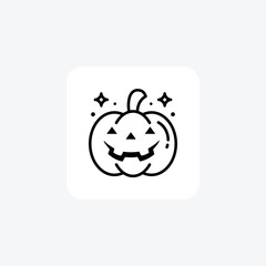 Scary Hallow Pumpkin Black Outline Icon