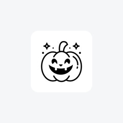 Scary Hallow Pumpkin Black Outline Icon