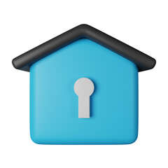 locked house 3d icon illustration