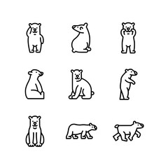 set of icons polar bear 