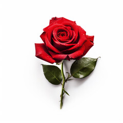 Red Rose isolated on white background, photo realistic illustrated generated with AI
