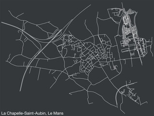 Detailed hand-drawn navigational urban street roads map of the LA CHAPELLE-SAINT-AUBIN COMMUNE of the French city of LE MANS, France with vivid road lines and name tag on solid background