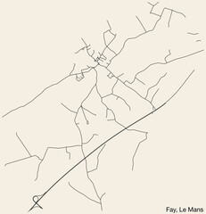Detailed hand-drawn navigational urban street roads map of the FAY COMMUNE of the French city of LE MANS, France with vivid road lines and name tag on solid background